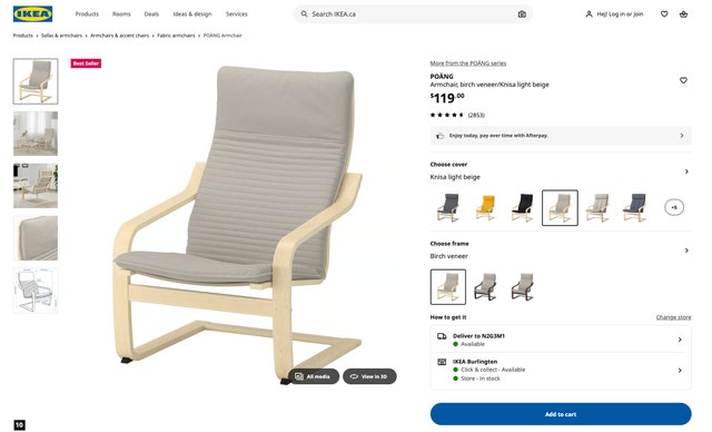 IKEA POÄNG Armchair - Birch Veneer / Light Beige - photo 4