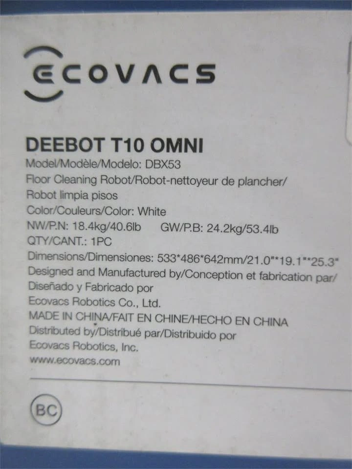 ECOVACS DEEBOT T10 OMNI Robot Vacuum & Mop (White) - photo 5