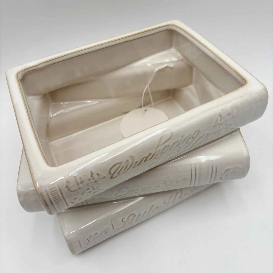Ceramic Stacked Book Planter with Drainage Hole - photo 2