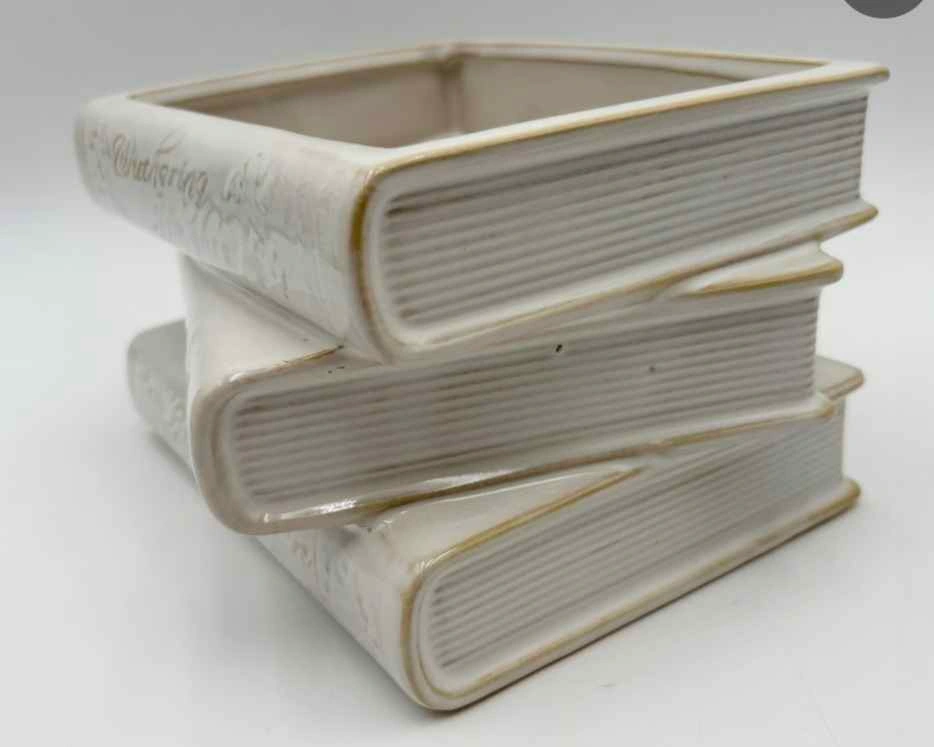 Ceramic Stacked Book Planter with Drainage Hole - photo 4