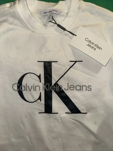 CALVIN KLEIN MEN'S White LONG SLEEVE SWEATSHIRT SIZE Small BIG L - photo 2