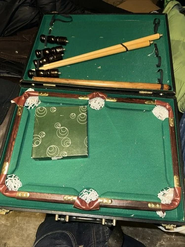 Vintage Table Top Pool Table with Case - photo 5