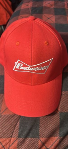 Vintage Budweiser Beer Baseball Cap Hat Red "Merrimack, NH" - photo 2