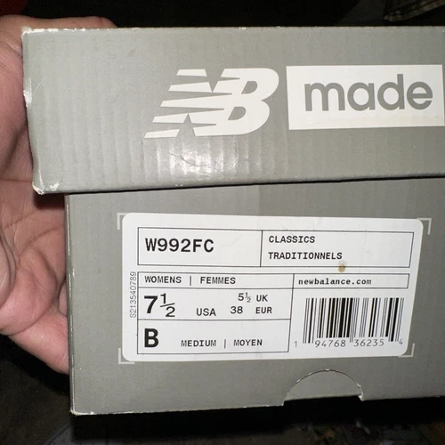New Balance 992 Grey Made In USA White Cyclone Size 7.5 Women's