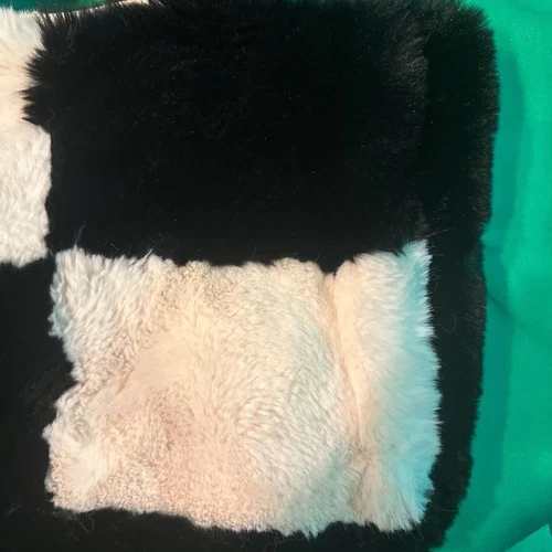 Large Plush Fluffy Checkerboard Tote Bag - photo 2