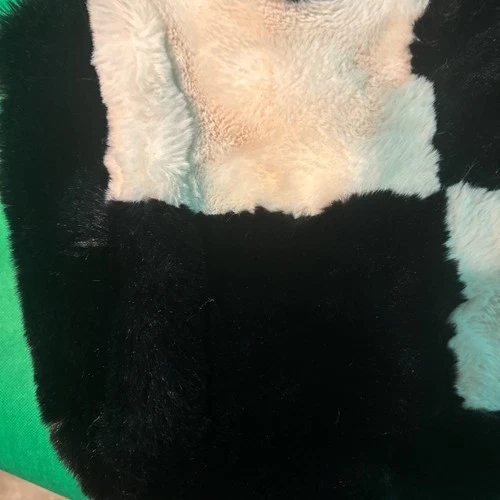 Large Plush Fluffy Checkerboard Tote Bag - photo 3