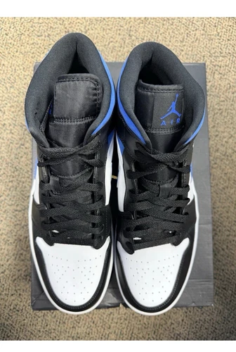 Air Jordan 1 Mid Men's Size 12 White Black Racer Blue 554724-140 - photo 2