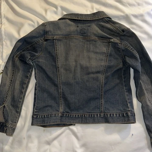 Gap Denim Jacket Womens Small Blue Stretch Button Front Trucker - photo 4