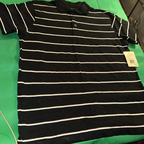 🚨New‼️ Galaxy Polo Shirt Mens L Black Striped Golf Short Sleeve - photo 5