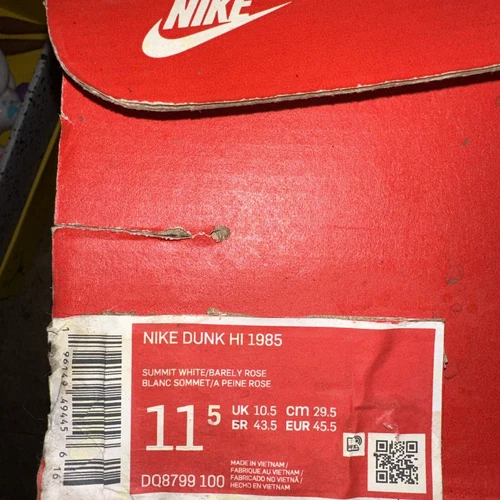 Nike Dunk Hi 1985 Summit White Barely Rose Denim Sz 11.5 - photo 3