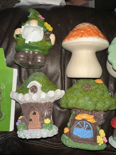 Fairy Garden Gnome Riding Snail Mushroom Resin Figurine New - photo 2