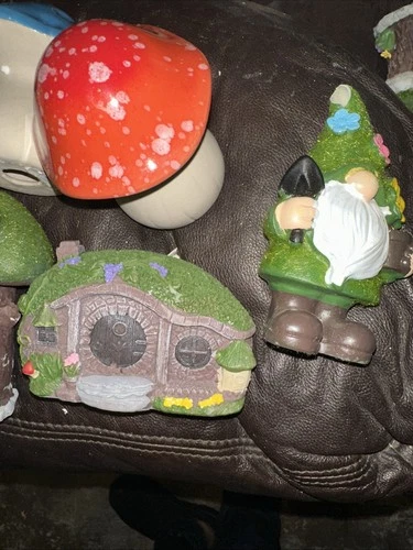 Fairy Garden Gnome Riding Snail Mushroom Resin Figurine New - photo 4