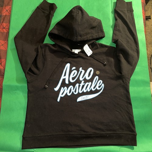 Aeropostale Jr Girl Black Hoodie Logo Graphic Size L