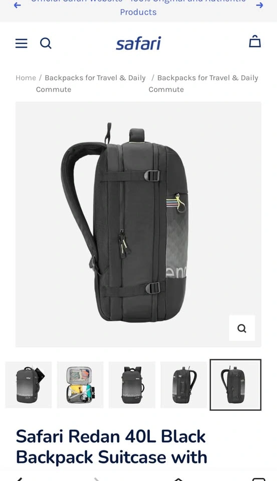 Safari Redan 40L Black Backpack Suitcase w/ Raincover - photo 4