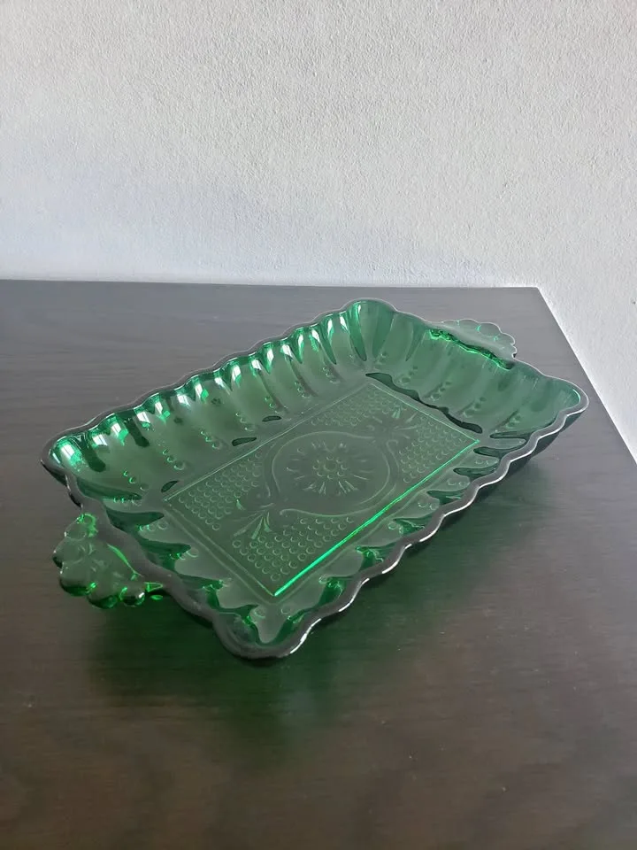 Vintage Anchor Hocking Forest Green Trinket Dish thumbnail