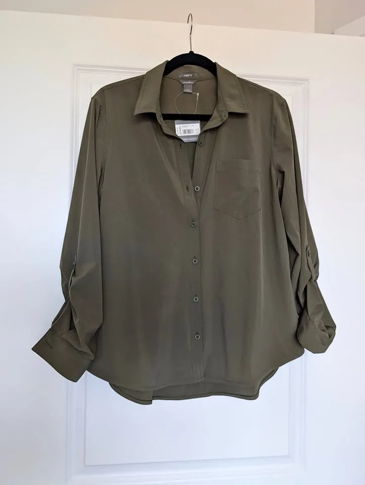 Eddie Bauer Women's L Green Button Up Shirt thumbnail