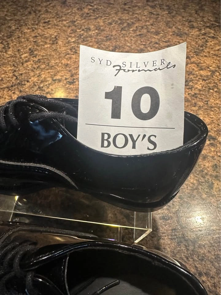 Syd Silver Formals Black Patent Leather Dress Shoes Size 10 Boys - photo 2