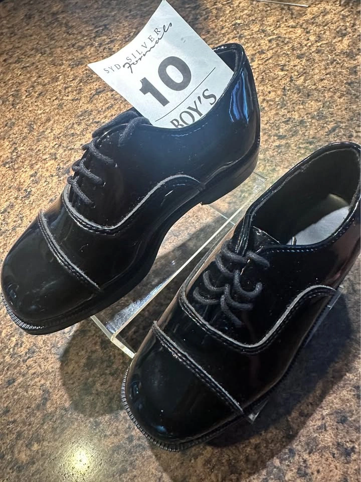 Syd Silver Formals Black Patent Leather Dress Shoes Size 10 Boys - photo 4