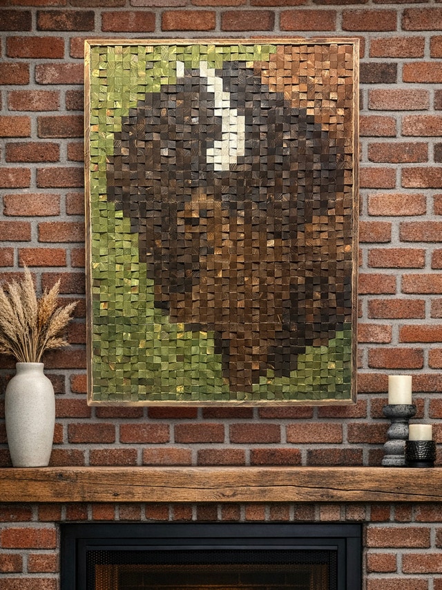 Bison Head - Wood Pixel Art