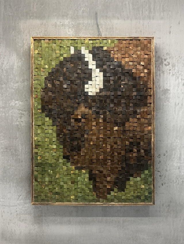 Bison Head - Wood Pixel Art - photo 2