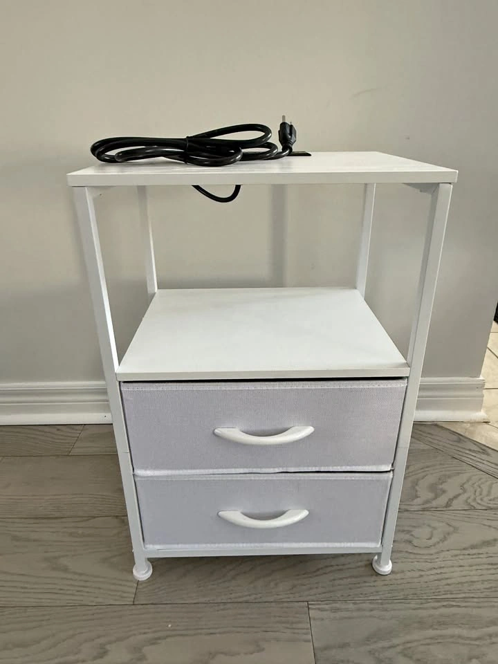 White 2-Drawer Nightstand with Power Outlet (Set of 2)