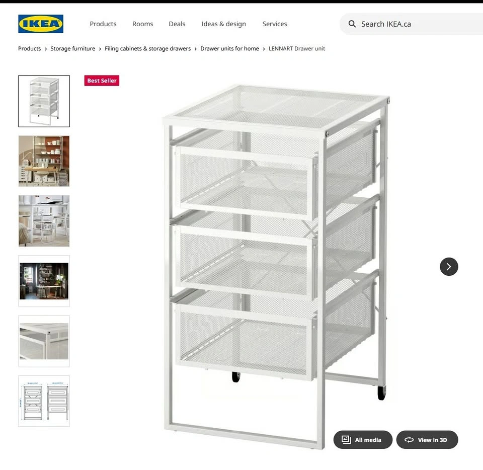 IKEA LENNART Drawer Unit (White)