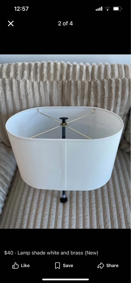 🥕 Lamp shade white and brass (New) - photo 2