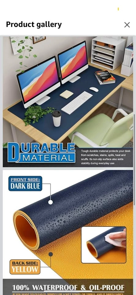 🥕 Office Leather Desk Mat - Blue (47.2" x 23.6")
