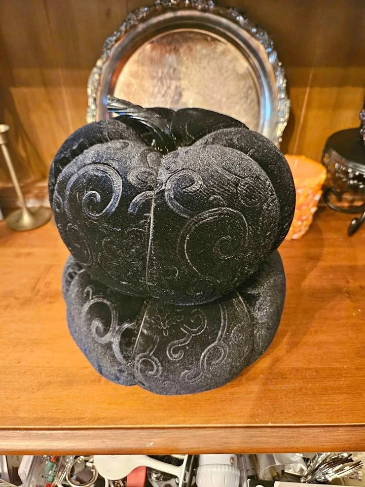 Halloween Black Velvet Plush Pumpkin Stack