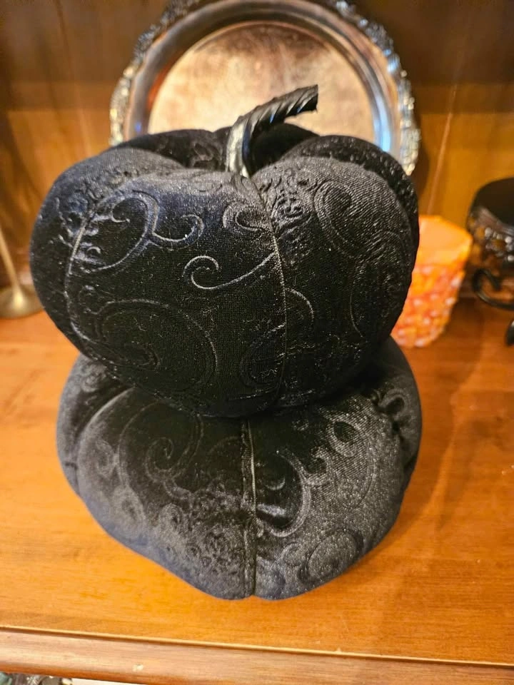 Halloween Black Velvet Plush Pumpkin Stack - photo 2