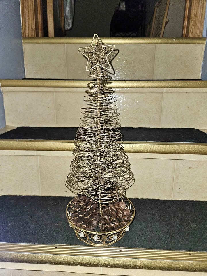 Gold Tree Christmas Winter Table Decor
