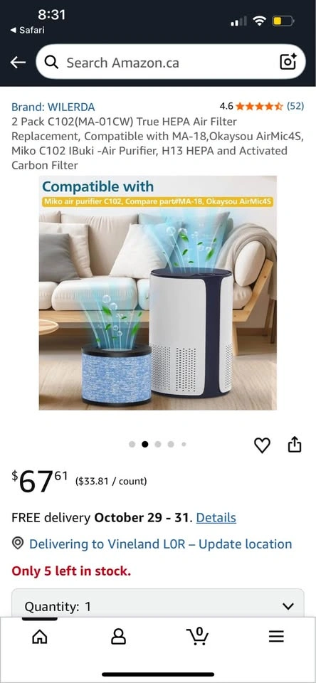 🥕 True HEPA Air Filter Replacement for MIKO - photo 2