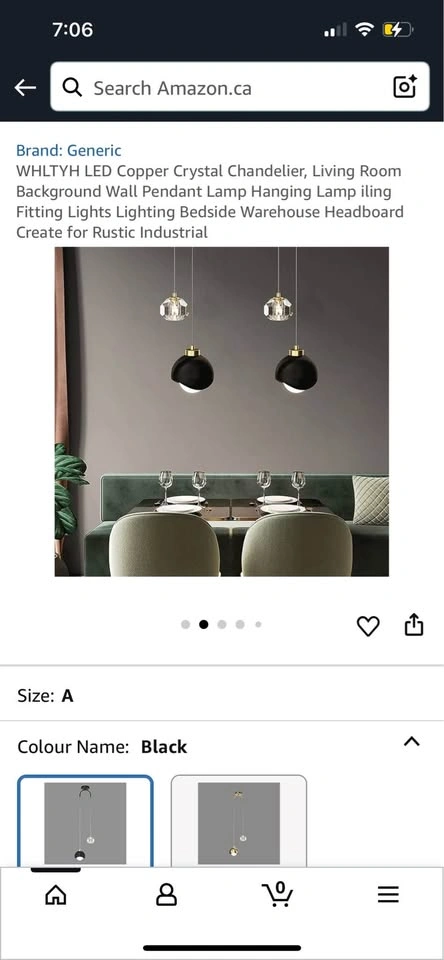 🥕 LED Copper Crystal Chandelier (Black Colour) - photo 2