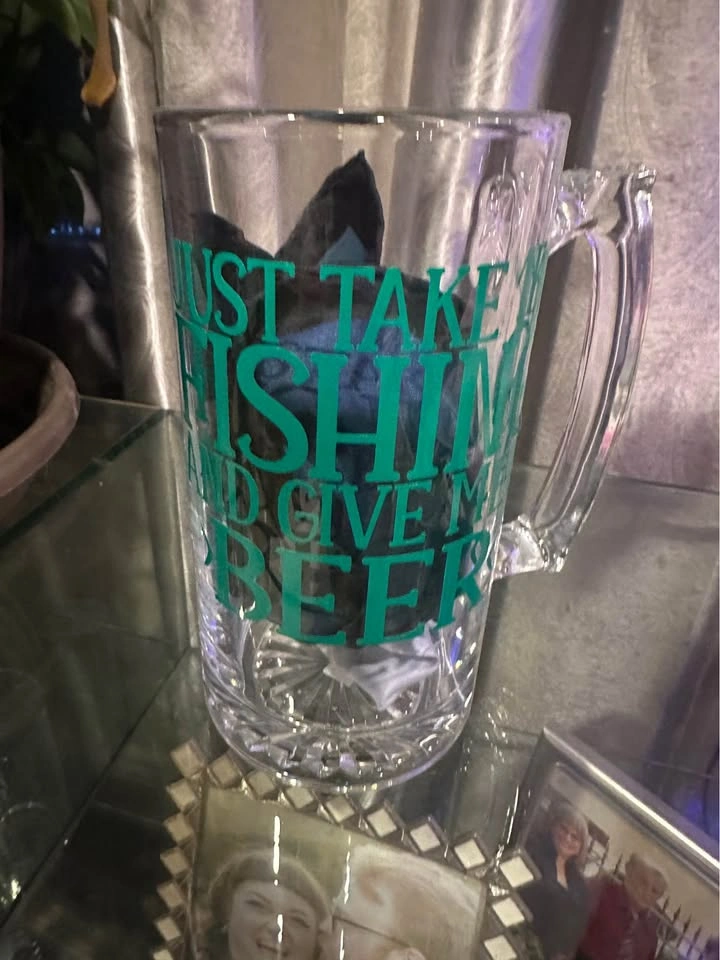 Large Beer mug “ Just take me fishing and give me a beer” - photo 2