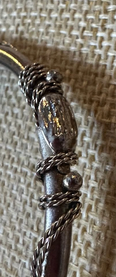Vintage SilverTone Tribal Wire Wrap Bangle Bracelet - photo 4