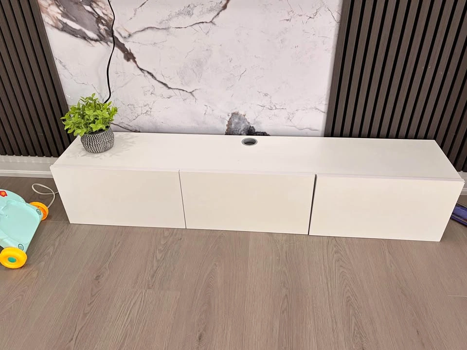 Modern White TV Stand - Excellent Condition