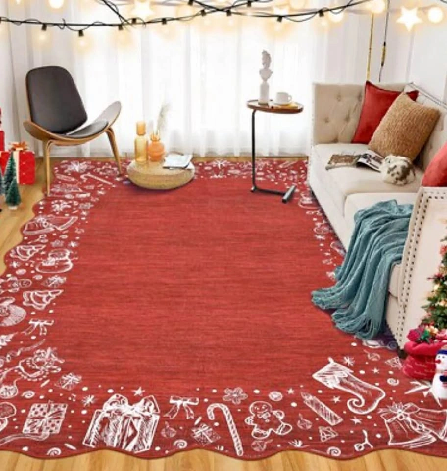 8x10 ft Red Area Rug – Large Living Room / Bedroom Rug – Brand N