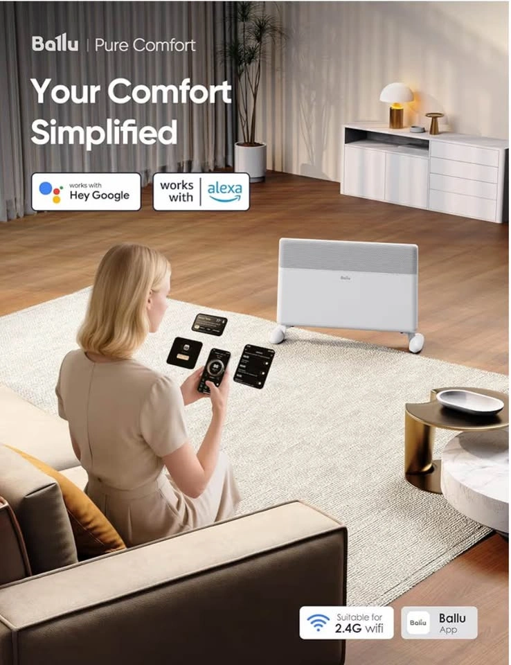 Ballu 1500W Smart Panel Space Heater – WiFi, Alexa, Wall Mount o - photo 3