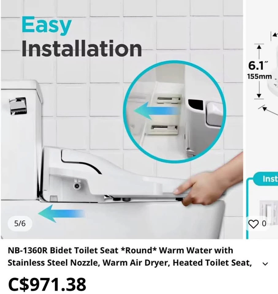 Brand New Blooming Round Bidet Toilet Seat - Heated, Dryer
