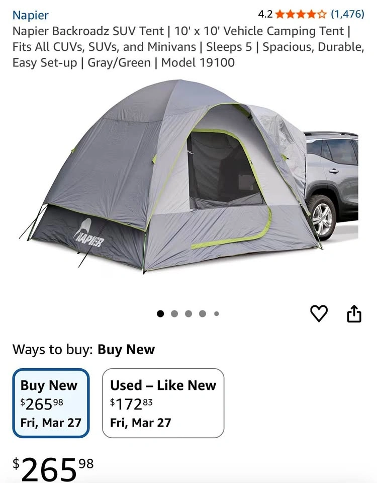 Napier Backroadz SUV Tent 19100 – 10’ x 10’ Camping Tent