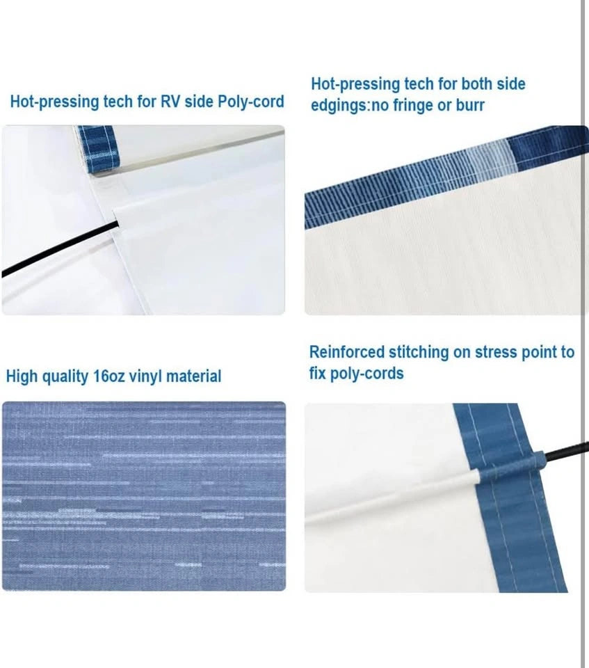 Suncode RV Awning Fabric Replacement 11’ – Waterproof Blue Strip - photo 4