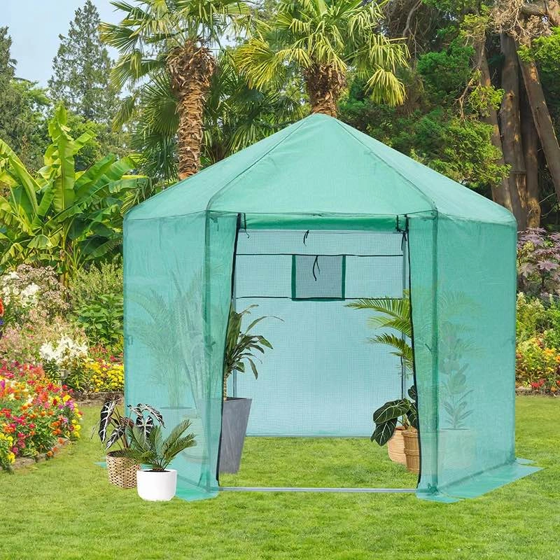 Walk-In Hexagonal Greenhouse 96.8” – Heavy Duty Metal Frame, Wat - photo 2