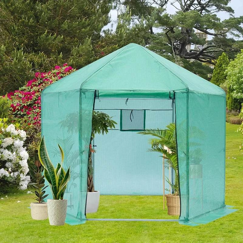 Walk-In Hexagonal Greenhouse 96.8” – Heavy Duty Metal Frame, Wat - photo 3