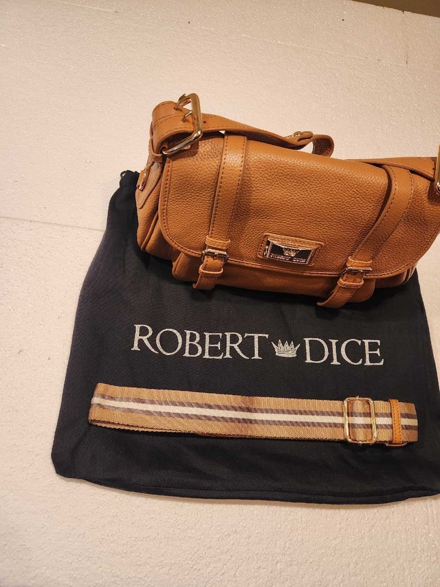 Robert Dice Cognac Pebbled Leather Crossbody Bag w/ Extra Strap - photo 2