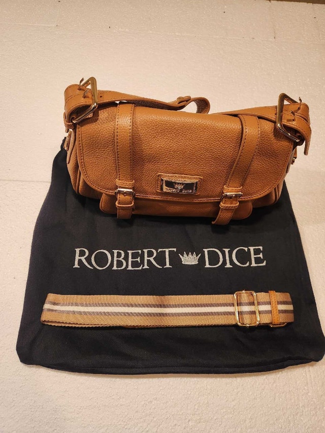 Robert Dice Cognac Pebbled Leather Crossbody Bag w/ Extra Strap - photo 3