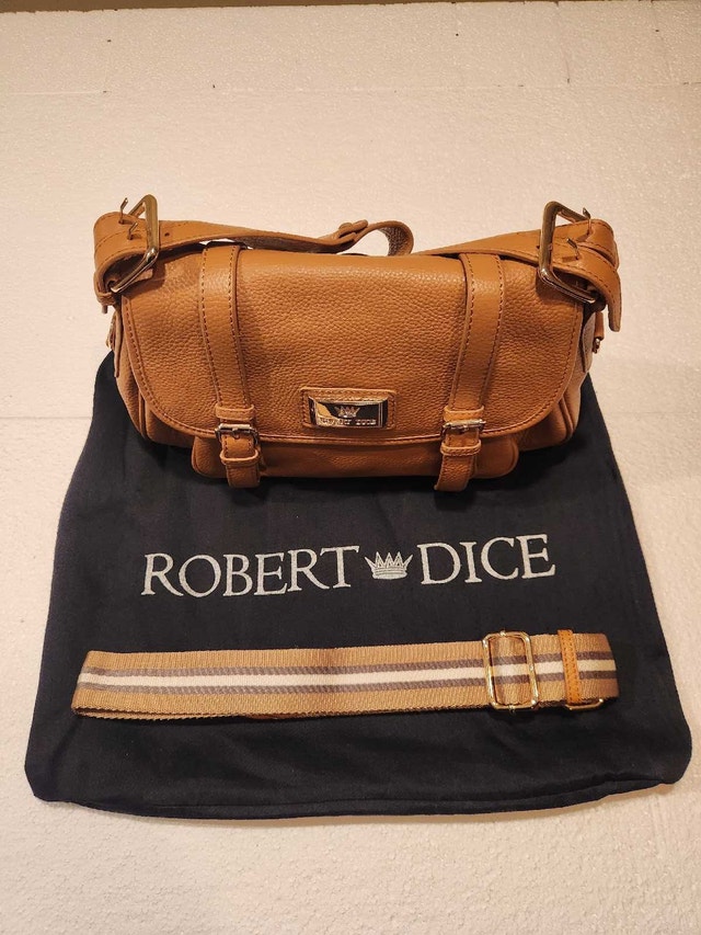 Robert Dice Cognac Pebbled Leather Crossbody Bag w/ Extra Strap - photo 4