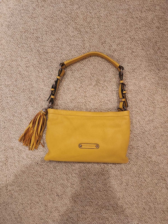 Vintage Y2K Danier Yellow Leather Shoulder Bag w/ Tassel