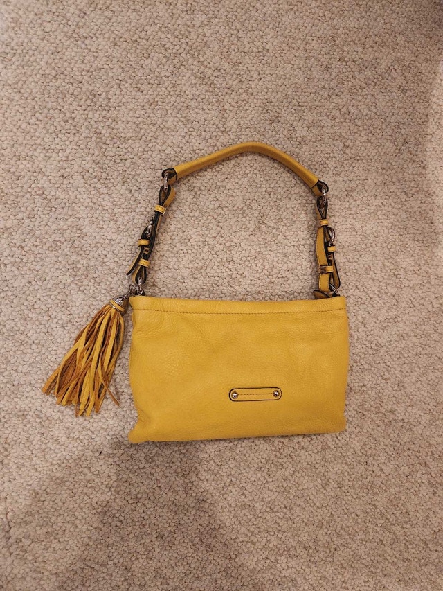 Vintage Y2K Danier Yellow Leather Shoulder Bag w/ Tassel - photo 2