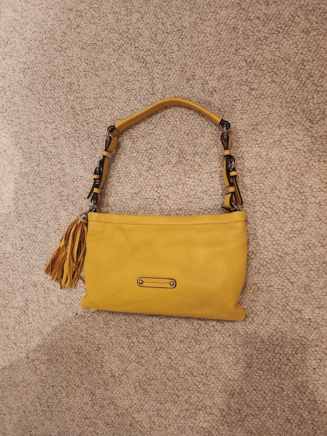 Vintage Y2K Danier Yellow Leather Shoulder Bag w/ Tassel - photo 4