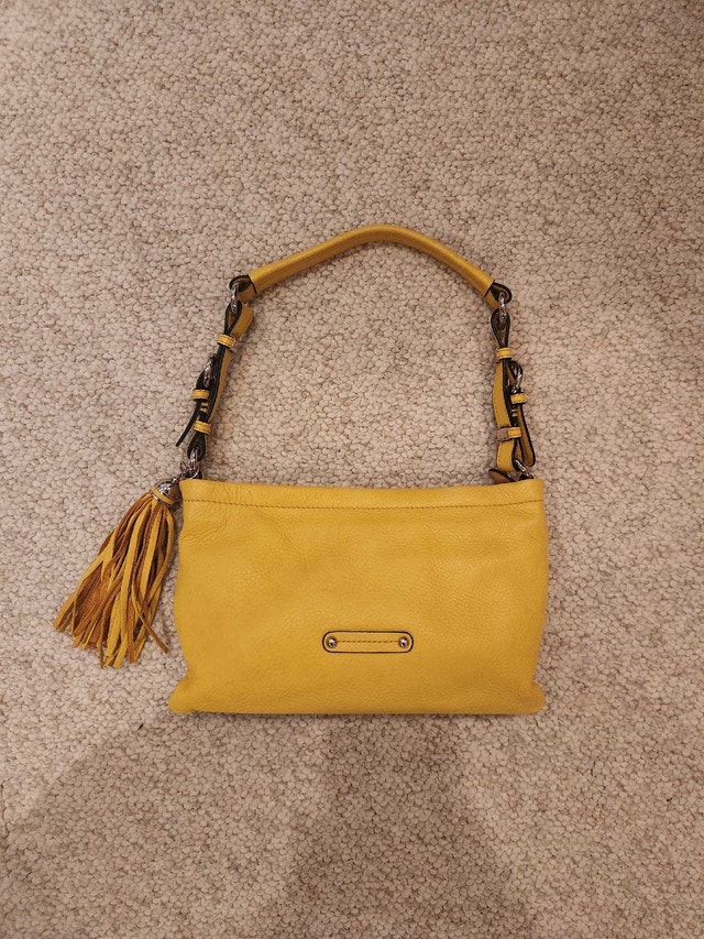 Vintage Y2K Danier Yellow Leather Shoulder Bag w/ Tassel - photo 5